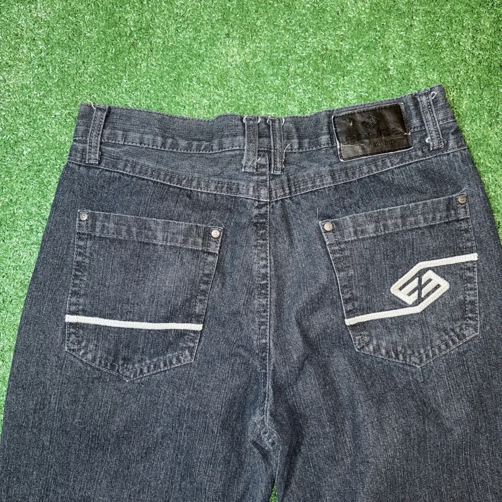 Vintage‎ Y2K Enyce Jeans Baggy Embroidered Dark Wash Style Denim Size 36x30